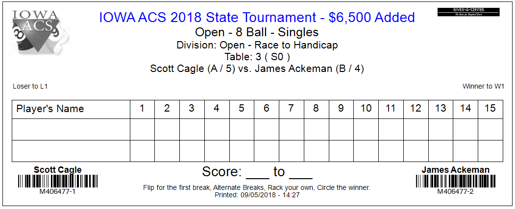 Singles first round